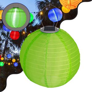 71593 Αυτόνομο Ηλιακό Φωτιστικό Υφασμάτινη Πράσινη Μπάλα Φ30cm LED SMD 1W 100lm με Ενσωματωμένη Μπαταρία 1200mAh – Φωτοβολταϊκό Πάνελ με Αισθητήρα Ημέρας-Νύχτας Αδιάβροχο IP65 Ψυχρό Λευκό 6000K