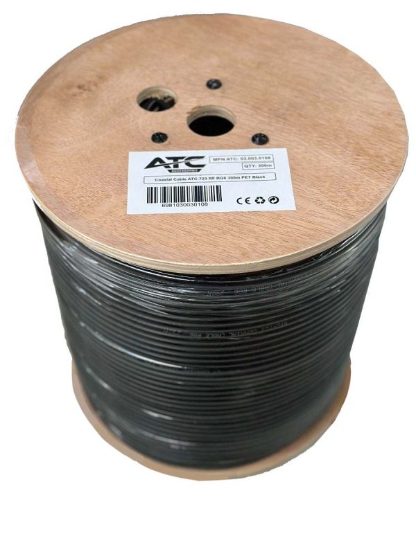 ATC Στροφείο RF ATC-723 RG6 300μ PET Μαύρο