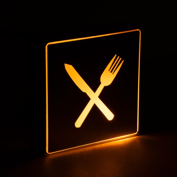 SENSATI 75660 Φωτιστικό Τοίχου Ένδειξης RESTAURANT FORK & KNIFE LED 1W AC 220-240V IP20 - Σώμα Αλουμινίου - Μ11 x Π11 x Υ3cm - Πορτοκαλί - Image 4