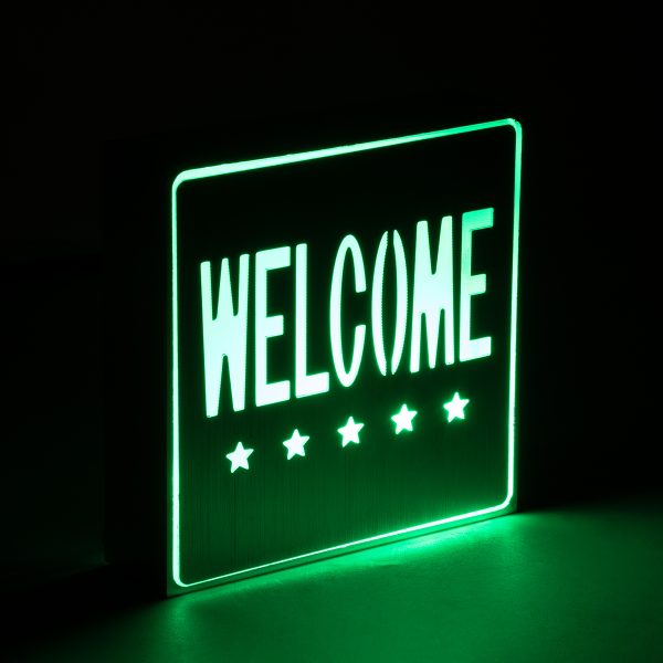 SENSATI 75658 Φωτιστικό Τοίχου Ένδειξης WELCOME 5 STARS LED 1W AC 220-240V IP20 - Σώμα Αλουμινίου - Μ11 x Π11 x Υ3cm - Πράσινο - Image 4