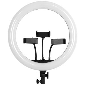 75803 Professional Digital Ring Light Φ36cm LED SMD 50W 5000lm 180° DC 5V με Καλώδιο Τροφοδοσίας USB – Ενσωματωμένο και Ασύρματο Χειριστήριο RF 2.4Ghz Εναλλαγής Χρωμάτων & 3 Βάσεις Τηλεφώνου – Πολύχρωμο RGBW+WW Dimmable