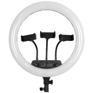 75804 Professional Digital Ring Light Φ36cm LED SMD 50W 5000lm 180° AC 230V με Καλώδιο Τροφοδοσίας Πρίζας – Ασύρματο Χειριστήριο RF 2.4Ghz Εναλλαγής Χρωμάτων & 3 Βάσεις Τηλεφώνου – Πολύχρωμο RGBW+WW Dimmable