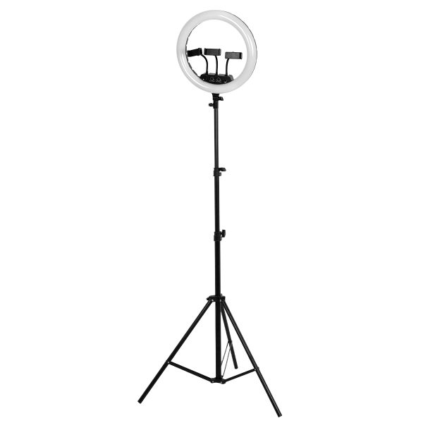 75804 Professional Digital Ring Light Φ36cm LED SMD 50W 5000lm 180° AC 230V με Καλώδιο Τροφοδοσίας Πρίζας - Ασύρματο Χειριστήριο RF 2.4Ghz Εναλλαγής Χρωμάτων & 3 Βάσεις Τηλεφώνου - Πολύχρωμο RGBW+WW Dimmable - Image 5