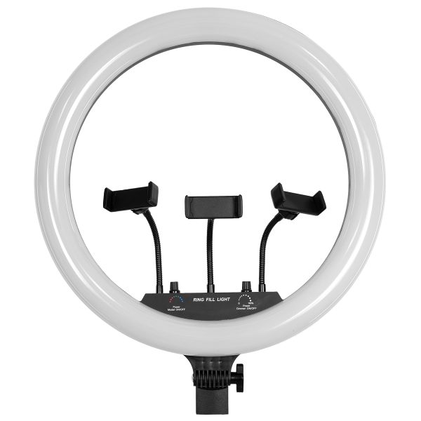 75805 Professional Digital Ring Light Φ46cm LED SMD 70W 7000lm 180° AC 230V με Καλώδιο Τροφοδοσίας Πρίζας - Ασύρματο Χειριστήριο RF 2.4Ghz Εναλλαγής Χρωμάτων & 3 Βάσεις Τηλεφώνου - Πολύχρωμο RGBW+WW Dimmable - Image 2