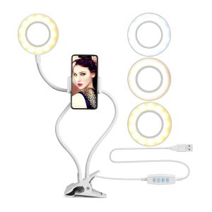 75808 Professional Digital Ring Light Φ9cm LED SMD 10W 1000lm 180° DC 5V με Καλώδιο Τροφοδοσίας USB – Ενσωματωμένο Χειριστήριο Εναλλαγής Χρωμάτων & 1 Βάση Τηλεφώνου – CCT Θερμό Λευκό 3000K – Φυσικό Λευκό 4500K – Ψυχρό Λευκό 6000K Dimmable Λευκό