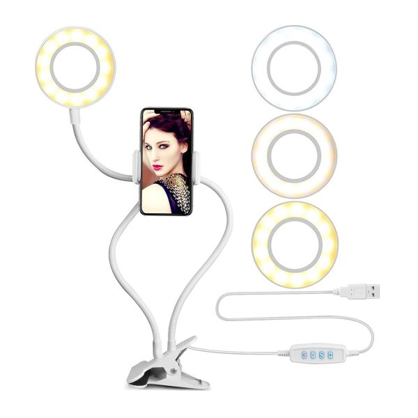 75808 Professional Digital Ring Light Φ9cm LED SMD 10W 1000lm 180° DC 5V με Καλώδιο Τροφοδοσίας USB - Ενσωματωμένο Χειριστήριο Εναλλαγής Χρωμάτων & 1 Βάση Τηλεφώνου - CCT Θερμό Λευκό 3000K - Φυσικό Λευκό 4500K - Ψυχρό Λευκό 6000K Dimmable Λευκό - Image 2