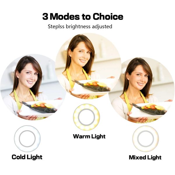 75808 Professional Digital Ring Light Φ9cm LED SMD 10W 1000lm 180° DC 5V με Καλώδιο Τροφοδοσίας USB - Ενσωματωμένο Χειριστήριο Εναλλαγής Χρωμάτων & 1 Βάση Τηλεφώνου - CCT Θερμό Λευκό 3000K - Φυσικό Λευκό 4500K - Ψυχρό Λευκό 6000K Dimmable Λευκό - Image 5