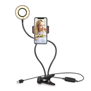 75809 Professional Digital Ring Light Φ9cm LED SMD 10W 1000lm 180° DC 5V με Καλώδιο Τροφοδοσίας USB – Ενσωματωμένο Χειριστήριο Εναλλαγής Χρωμάτων & 1 Βάση Τηλεφώνου – CCT Θερμό Λευκό 3000K – Φυσικό Λευκό 4500K – Ψυχρό Λευκό 6000K Dimmable Μαύρο