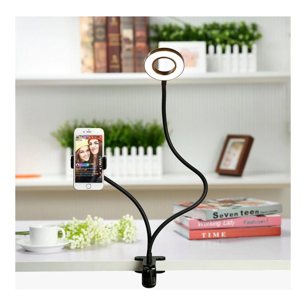75809 Professional Digital Ring Light Φ9cm LED SMD 10W 1000lm 180° DC 5V με Καλώδιο Τροφοδοσίας USB - Ενσωματωμένο Χειριστήριο Εναλλαγής Χρωμάτων & 1 Βάση Τηλεφώνου - CCT Θερμό Λευκό 3000K - Φυσικό Λευκό 4500K - Ψυχρό Λευκό 6000K Dimmable Μαύρο - Image 3