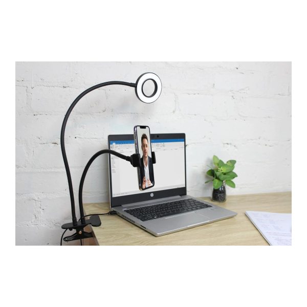 75809 Professional Digital Ring Light Φ9cm LED SMD 10W 1000lm 180° DC 5V με Καλώδιο Τροφοδοσίας USB - Ενσωματωμένο Χειριστήριο Εναλλαγής Χρωμάτων & 1 Βάση Τηλεφώνου - CCT Θερμό Λευκό 3000K - Φυσικό Λευκό 4500K - Ψυχρό Λευκό 6000K Dimmable Μαύρο - Image 4