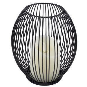 CADLE 76496 Διακοσμητικό Realistic Κερί με LED Εφέ Κινούμενης Φλόγας – Μπαταρίας 2 x AA (Δεν Συμπεριλαμβάνονται) & Ασύρματο Χειριστήριο IR Θερμό Λευκό 2700K Dimmable Μαύρο Φ16 x Υ18cm