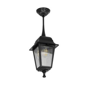SOLME 203-0209 Vintage Κρεμαστό Φωτιστικό Φαναράκι Μονόφωτο 1 x E27 IP44 Μαύρο Πλαστικό – Μ15 x Π15 x Υ50cm