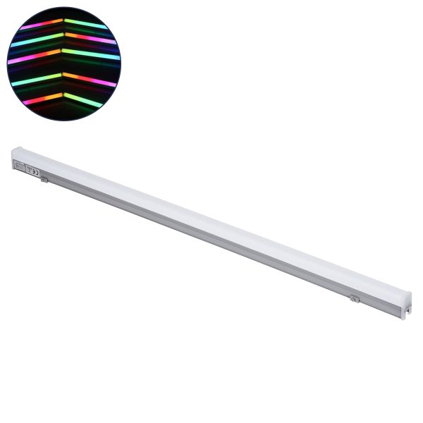 DIGI-BAR 90214 Ψηφιακή Pixel Addressable Facade Μπάρα LED 12W 720lm 180° DC 24V Αδιάβροχο IP65  8 x Pixel RGB DMX512 Dimmable SPI/TTL Protocol IC UCS512C0 - Ασημί & Λευκό - Μ100 x Π3 x Υ4.5cm - 3 Χρόνια Εγγύηση