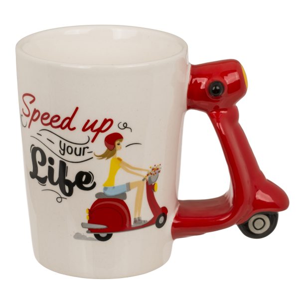Κούπα Σκούτερ 375ml ‘Speed Up Your Ride’ Λευκό/Κόκκινο Κεραμικό 13.5x11cm - Image 5