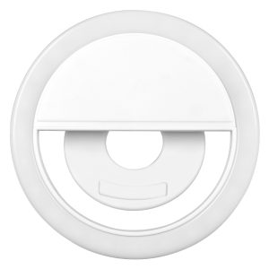 79042 Selfie Ring Light LED SMD 2W 200 lm Λευκό Σώμα με Ενσωματωμένη Επαναφορτιζόμενη Μπαταρία 500mAh & Καλώδιο Φόρτισης Micro USB Ψυχρό Λευκό 6000 K για Κινητό Τηλέφωνο και Tablet Φ8.5 x Υ2.5cm