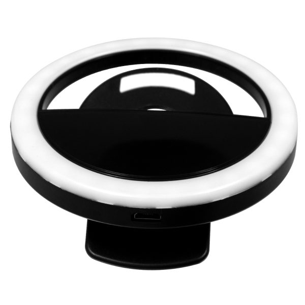 79043 Selfie Ring Light LED SMD 2W 200 lm Μαύρο Σώμα με Ενσωματωμένη Επαναφορτιζόμενη Μπαταρία 500mAh & Καλώδιο Φόρτισης Micro USB Ψυχρό Λευκό 6000 K για Κινητό Τηλέφωνο και Tablet Φ8.5 x Υ2.5cm - Image 4