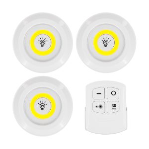 79044 Φωτιστικά Νυκτός Μπαταρίας LED COB 6W 600lm με Timer & Ασύρματο Χειριστήριο RF – ΣΕΤ 3 Τεμαχίων Ψυχρό Λευκό 6000K