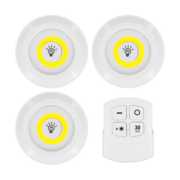 79044 Φωτιστικά Νυκτός Μπαταρίας LED COB 6W 600lm με Timer & Ασύρματο Χειριστήριο RF - ΣΕΤ 3 Τεμαχίων Ψυχρό Λευκό 6000K - Image 2