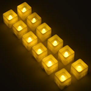 CANDLE 79538 ΣΕΤ 12 x Διακοσμητικά Realistic Κεράκια με LED Εφέ Κινούμενης Φλόγας – Μπαταρίας 12 x CR2032 Θερμό Λευκό 2700K Μπεζ L3.5 x W3.5 x H3.5cm