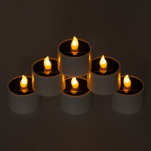 CANDLE 79546 ΣΕΤ 6 x Αυτόνομα Ηλιακά Διακοσμητικά Realistic Κεράκια με LED Εφέ Κινούμενης Φλόγας – 400mAh Μπαταρία – Φωτοβολταϊκό Πάνελ – Θερμό Λευκό 2700K Μπεζ D5.3 x H6cm