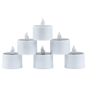 CANDLE 79546 ΣΕΤ 6 x Αυτόνομα Ηλιακά Διακοσμητικά Realistic Κεράκια με LED Εφέ Κινούμενης Φλόγας – 400mAh Μπαταρία – Φωτοβολταϊκό Πάνελ – Θερμό Λευκό 2700K Μπεζ D5.3 x H6cm