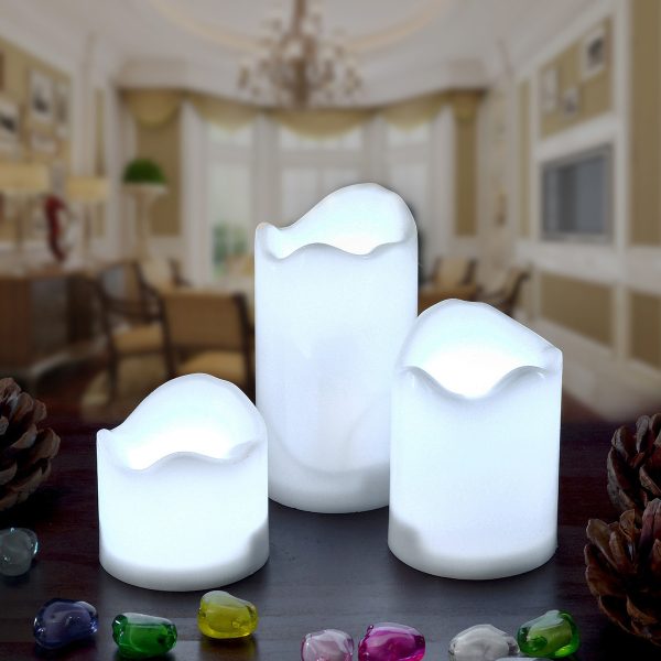79554 ΣΕΤ 3 Διακοσμητικών Realistic Κεριών Παραφίνης με LED - Μπαταρίας & Ασύρματο Χειριστήριο IR Ψυχρό Λευκό 6000K - Image 4