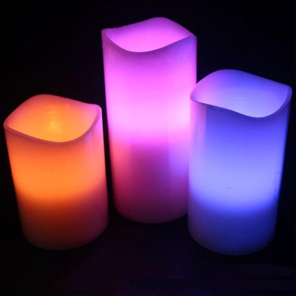 79556 ΣΕΤ 3 Διακοσμητικών Realistic Κεριών Παραφίνης με LED Εφέ Κινούμενης Φλόγας - Μπαταρίας & Ασύρματο Χειριστήριο IR Πολύχρωμα RGB Dimmable - Image 5
