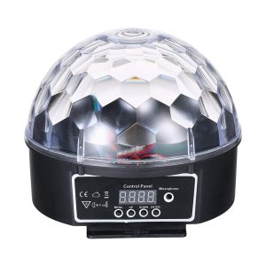 79602 LED Party Disco Μπάλα με Περιστρεφόμενα Φωτορυθμικά Εφέ Πολύχρωμη RGB DMX512 20W με Sound Control Activated Εφέ και με Ασύρματο Χειριστήριο AC 230V IP20 Φ17 x Υ15cm