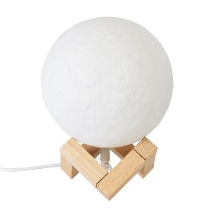 MOON 79606 Επιτραπέζιο Φωτιστικό Πορτατίφ LED 2W 120lm 360° DC 5V IP20 RGBW Dimmable Λευκό Πλαστικό με Μπεζ Ξύλο – Μ12 x Π12 x Υ15cm – 2 Xρόνια Εγγύηση