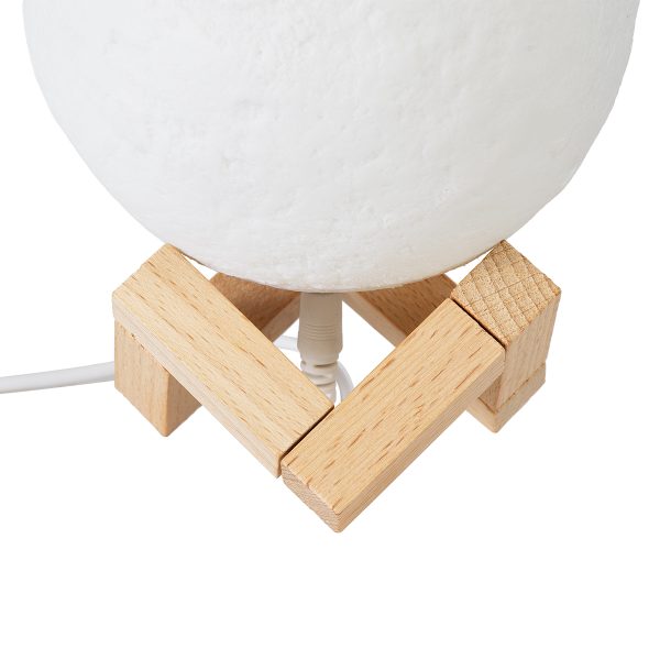 MOON 79606 Επιτραπέζιο Φωτιστικό Πορτατίφ LED 2W 120lm 360° DC 5V IP20 RGBW Dimmable Λευκό Πλαστικό με Μπεζ Ξύλο - Μ12 x Π12 x Υ15cm - 2 Xρόνια Εγγύηση - Image 2