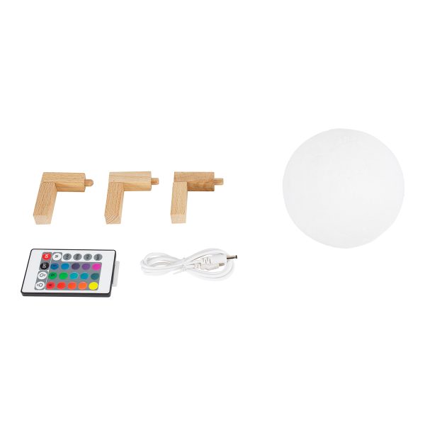 MOON 79606 Επιτραπέζιο Φωτιστικό Πορτατίφ LED 2W 120lm 360° DC 5V IP20 RGBW Dimmable Λευκό Πλαστικό με Μπεζ Ξύλο - Μ12 x Π12 x Υ15cm - 2 Xρόνια Εγγύηση - Image 4
