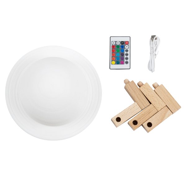 MOON 79608 Επιτραπέζιο Φωτιστικό Πορτατίφ LED 2W 120lm 360° DC 5V IP20 RGBW Dimmable Λευκό Πλαστικό με Μπεζ Ξύλο - Μ15 x Π15 x Υ13.5cm - 2 Xρόνια Εγγύηση - Image 3