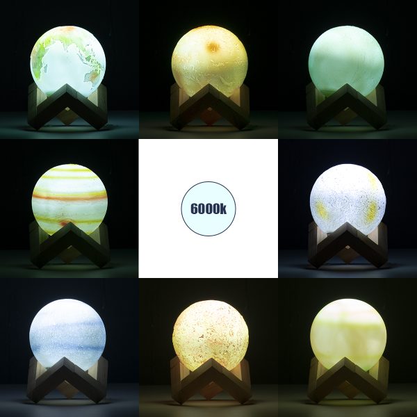 MOON 79609 Επιτραπέζιο Φωτιστικό Πορτατίφ LED 2W 120lm 360° DC 5V IP20 CCT Θερμό Λευκό 2700K - Φυσικό Λευκό 4500K - Ψυχρό Λευκό 6000K Dimmable Πολύχρωμο Πλαστικό με Μπεζ Ξύλο - Μ8 x Π8 x Υ11cm - ΣΕΤ 8 Τεμαχίων - 2 Xρόνια Εγγύηση - Image 4