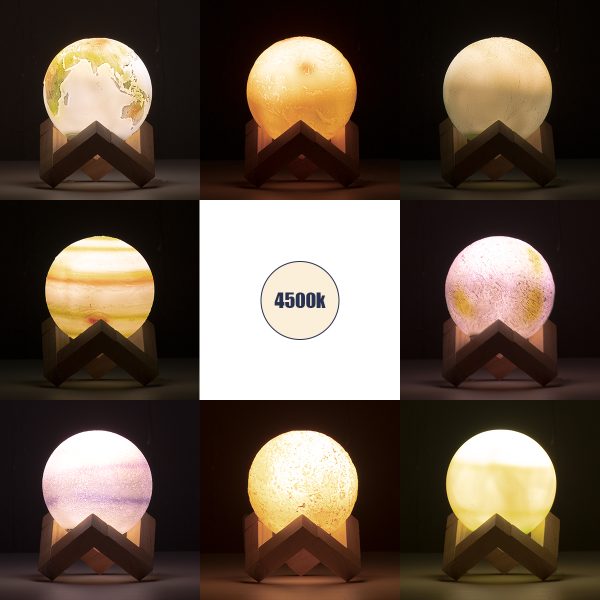 MOON 79609 Επιτραπέζιο Φωτιστικό Πορτατίφ LED 2W 120lm 360° DC 5V IP20 CCT Θερμό Λευκό 2700K - Φυσικό Λευκό 4500K - Ψυχρό Λευκό 6000K Dimmable Πολύχρωμο Πλαστικό με Μπεζ Ξύλο - Μ8 x Π8 x Υ11cm - ΣΕΤ 8 Τεμαχίων - 2 Xρόνια Εγγύηση - Image 5