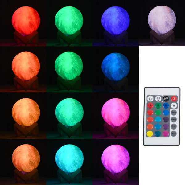 MOON 79615 Επιτραπέζιο Φωτιστικό Πορτατίφ LED 2W 100lm 360° DC 5V IP20 RGBW Dimmable Πολύχρωμο Πλαστικό με Μπεζ Ξύλο - Μ10 x Π10 x Υ13.5cm - 2 Xρόνια Εγγύηση - Image 4