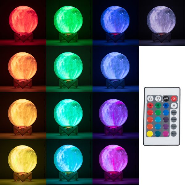 MOON 79617 Επιτραπέζιο Φωτιστικό Πορτατίφ LED 6W 360lm 360° DC 5V IP20 RGB Dimmable Πολύχρωμο Πλαστικό με Μπεζ Ξύλο - Μ20 x Π20 x Υ25cm - 2 Xρόνια Εγγύηση - Image 5