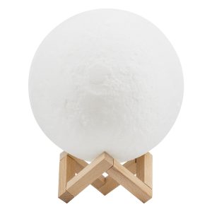 MOON 79620 Επιτραπέζιο Φωτιστικό Πορτατίφ LED 6W 360lm 360° DC 5V IP20 RGBW Dimmable Λευκό Πλαστικό με Μπεζ Ξύλο – Μ20 x Π20 x Υ25cm – 2 Xρόνια Εγγύηση