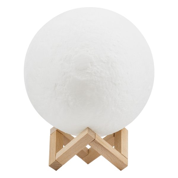 MOON 79620 Επιτραπέζιο Φωτιστικό Πορτατίφ LED 6W 360lm 360° DC 5V IP20 RGBW Dimmable Λευκό Πλαστικό με Μπεζ Ξύλο - Μ20 x Π20 x Υ25cm - 2 Xρόνια Εγγύηση - Image 2