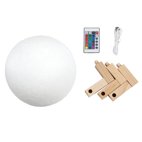 MOON 79620 Επιτραπέζιο Φωτιστικό Πορτατίφ LED 6W 360lm 360° DC 5V IP20 RGBW Dimmable Λευκό Πλαστικό με Μπεζ Ξύλο - Μ20 x Π20 x Υ25cm - 2 Xρόνια Εγγύηση - Image 4