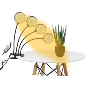79655 Grow Light Hydro Spectrum LED Φωτιστικό Ανάπτυξης Υδροπονικών Φυτών Γλάστρας με 4 Κινούμενες Κεφαλές & Βάση Clip SMD 2835 20W 160° DC 5V IP20 με Dimmer & Timer Εσωτερικού Χώρου για Κάλυψη Επιφάνειας 1m x 1m Πλήρους Φάσματος Φωτισμού