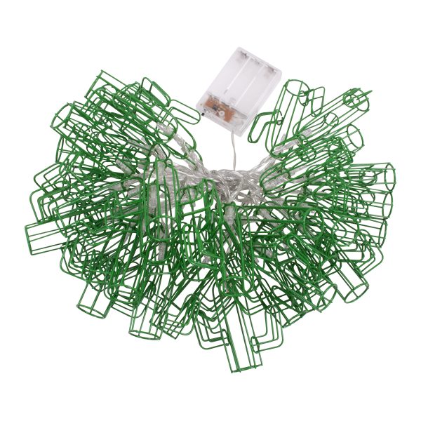 79802 Διακοσμητική Γιρλάντα Green Cactus 6 Μέτρα με Διακόπτη On/Off - 40 LED 4W με Μπαταρίες 3xAA & Διάφανο Καλώδιο IP20 Ψυχρό Λευκό 6000K Μ6m - Image 2