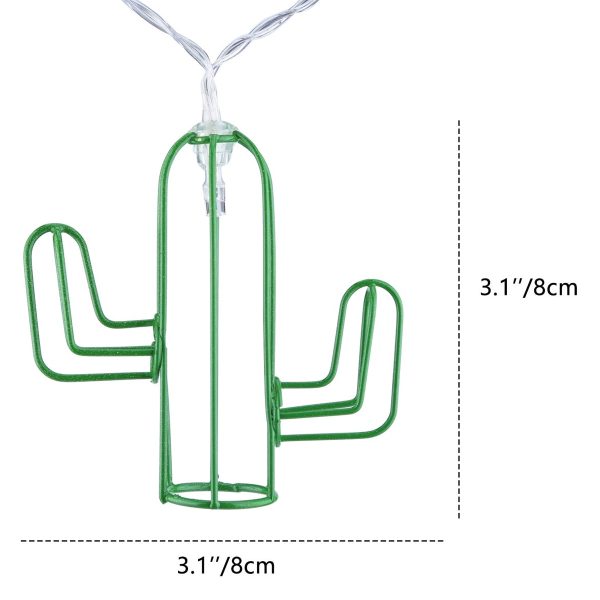 79802 Διακοσμητική Γιρλάντα Green Cactus 6 Μέτρα με Διακόπτη On/Off - 40 LED 4W με Μπαταρίες 3xAA & Διάφανο Καλώδιο IP20 Ψυχρό Λευκό 6000K Μ6m - Image 3