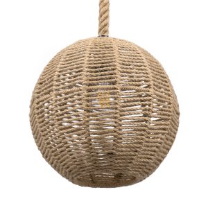 MANDALA 00731 Boho Κρεμαστό Φωτιστικό Πλέγμα Μονόφωτο 1 x E27 IP20 Μπεζ Σχοινί – Μ30 x Π30 x Y30cm