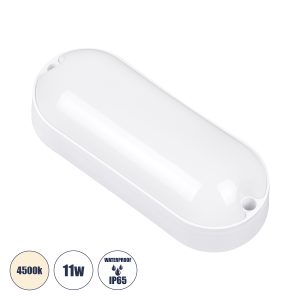 HOMIE 61001 LED Πλαφονιέρα Οροφής – Τοίχου Οβάλ 11W 939lm 150° AC 220-240V Αδιάβροχο IP65 Μ17 x Π7 x Υ4.5cm Φυσικό Λευκό 4500K – 3 Years Warranty