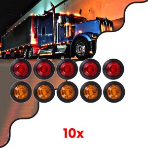 85308 Πακέτο 10 Τεμάχια Φώτα Όγκου για Φορτηγά BULLET PIN LED SMD 5730 1W / Τεμ. 100lm DC 24V Αδιάβροχα IP65 5x Κόκκινα – 5x Πορτοκαλί
