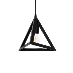 TRIANGLE 203-0159 Μοντέρνο Κρεμαστό Φωτιστικό Καμπάνα Μονόφωτο 1 x E27 IP20 Μάυρο Πλαστικό – Μ24 x Π24 x Υ86cm