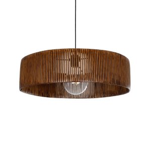 KYCLOS 203-0045 Boho Κρεμαστό Φωτιστικό Καπέλο Μονόφωτο 1 x E27 IP20 Καφέ Rattan – M55 x Π55 x Υ20cm