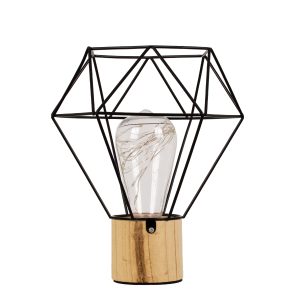 ANTLER 01441 Επιτραπέζιο Φωτιστικό Πορτατίφ LED -W -lm -° DC 5V IP20 Θερμό Λευκό 3000K Μαύρο Μέταλλο με Μπεζ Ξύλο – Μ19 x Π19 x Υ23cm – 2 Xρόνια Εγγύηση