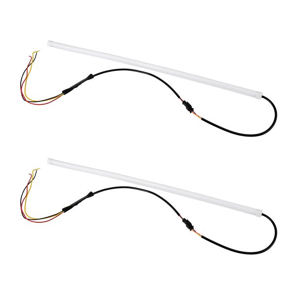 81725 Σετ 2 ΕΛΑΣΤΙΚΑ - FLEXIBLE DRL + FLASH TURN LIGHT LED CREE COB 60cm 12W 1800lm 360° DC 12V Αδιάβροχα IP65 Πορτοκαλί - Ψυχρό Λευκό 6000K - Image 3
