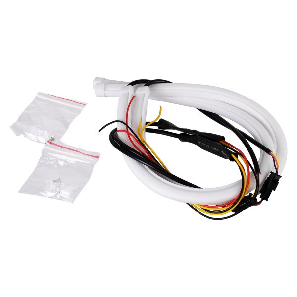 81725 Σετ 2 ΕΛΑΣΤΙΚΑ - FLEXIBLE DRL + FLASH TURN LIGHT LED CREE COB 60cm 12W 1800lm 360° DC 12V Αδιάβροχα IP65 Πορτοκαλί - Ψυχρό Λευκό 6000K - Image 4